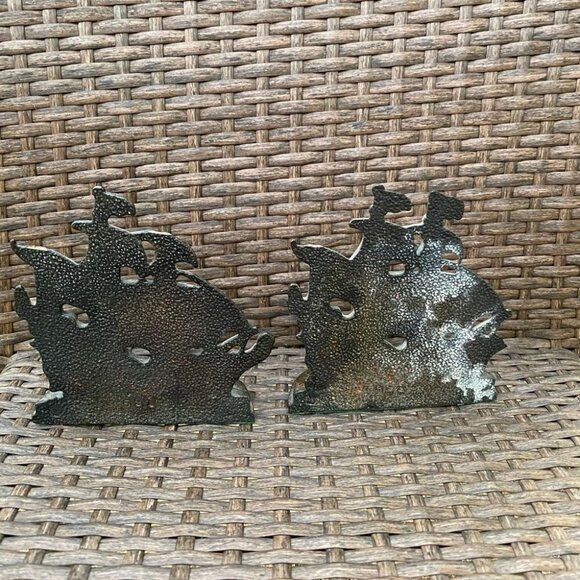 BRASS Sailing Ship Bookends Set of 2 Vintage MCM - Picture 5 of 7